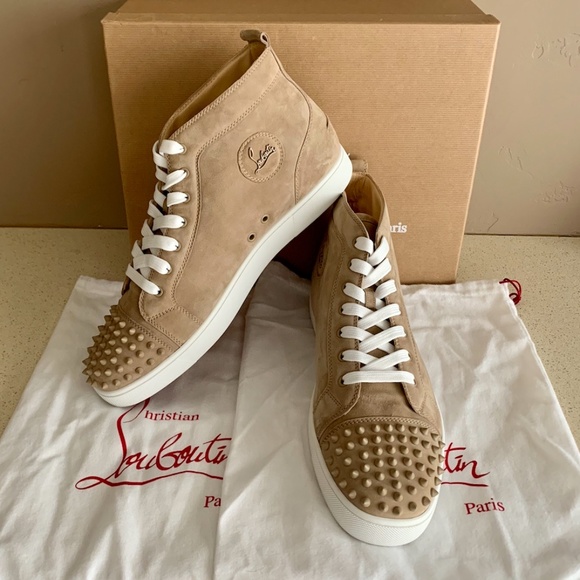 Christian Louboutin Lou Spikes Sneakers in Brown